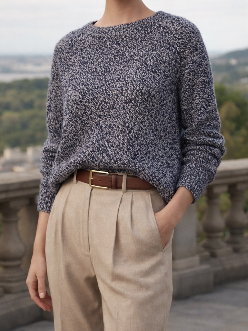 POLO RALPH LAUREN oversized silk & Cotton blend knit crew neck sweater sz‎ small